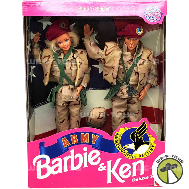 Army Star 'N Stripes Barbie & Ken Dolls Deluxe Set 1992 Mattel 5626