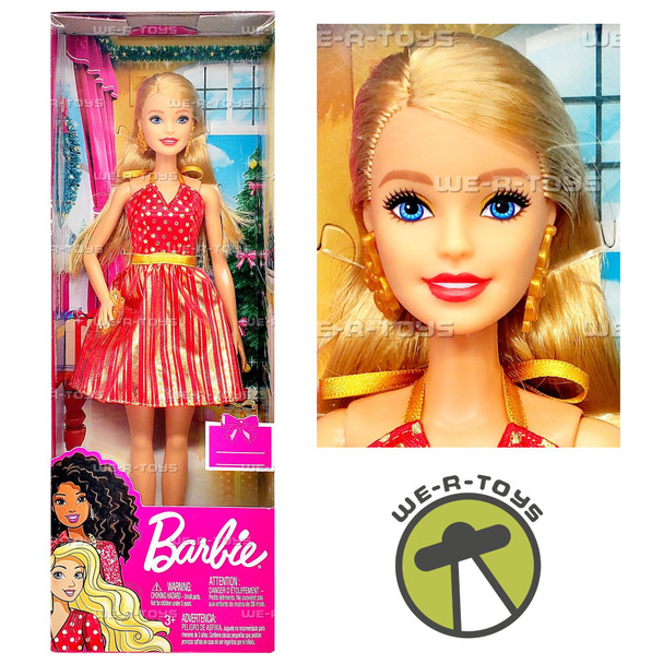 Barbie Budget Red and Gold Dress Holiday Doll 2018 Mattel GFF68