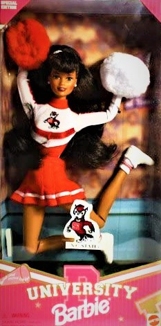 University Barbie N C State Cheerleader Doll Special Edition African American