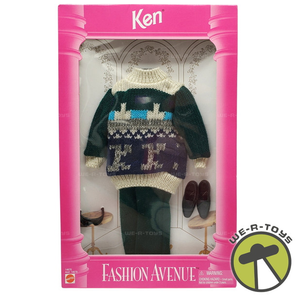 Barbie Fashion Avenue Ken Fashions Outfit Green Print Sweater & Pants