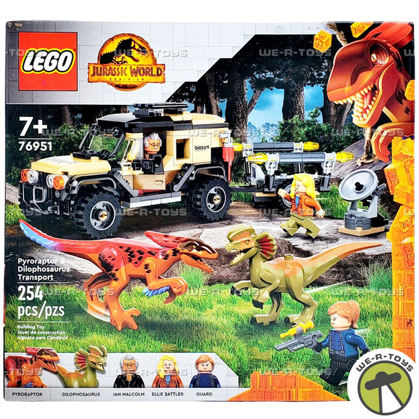 Lego Jurassic World Pyroraptor Dilophosaurus Transport 254 Piece Building Set 76951