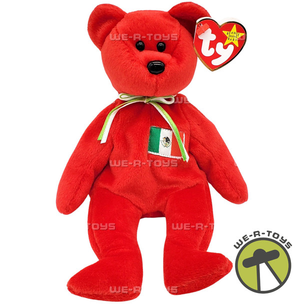Ty Beanie Babies Osito the Bear Mexican Flag USA Exclusive Plush 1999
