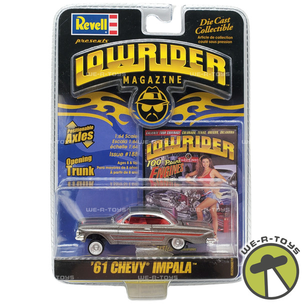 Revell Lowrider Magazine Issue 188 Silver '61 Chevy Impala Die-Cast Car NEW