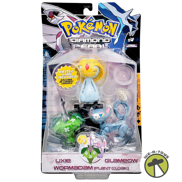 Pokemon Diamond and Pearl Uxie Glameow and Wormadam Figure Set 2007 Jakks