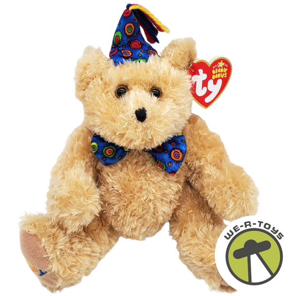 Ty Beanie Babies Happy Birthday the Bear with Blue Bowtie and Party Hat