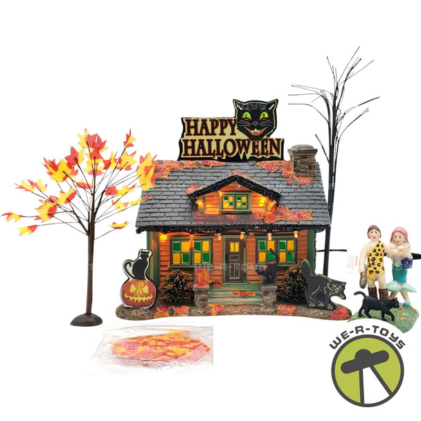 Department 56 Halloween Trick-or-Treat Lane the Black Cat Flat Box Set Lighted