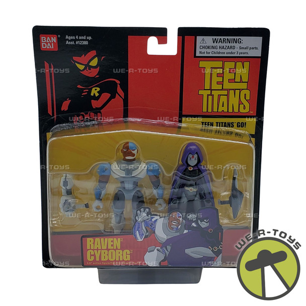 Teen Titans Go Raven and Cyborg Figurines Bandai 2003 12380 NEW