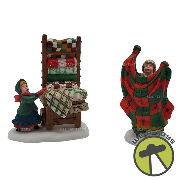 Department 56 Christmas Bazaar...Handmade Quilts Porcelain Figurines set 56594