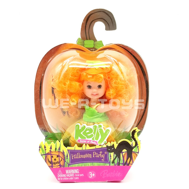 Barbie Kelly Halloween Party Doll Orange & Green Pumpkin 2006 Mattel No. J0646
