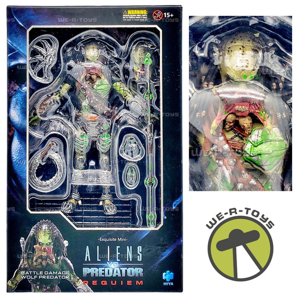 Alien vs Predator Requiem Battle Damage Wolf Predator Figure Hiya Toys 20127
