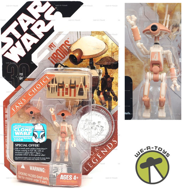 Star Wars Saga Legends Pit Droids Action Figures with Coin 2007 Hasbro #84200