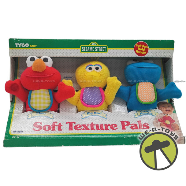 Sesame Street Elmo, Big Bird, & Cookie Monster Soft Texture Pals 1997 Tyco Baby