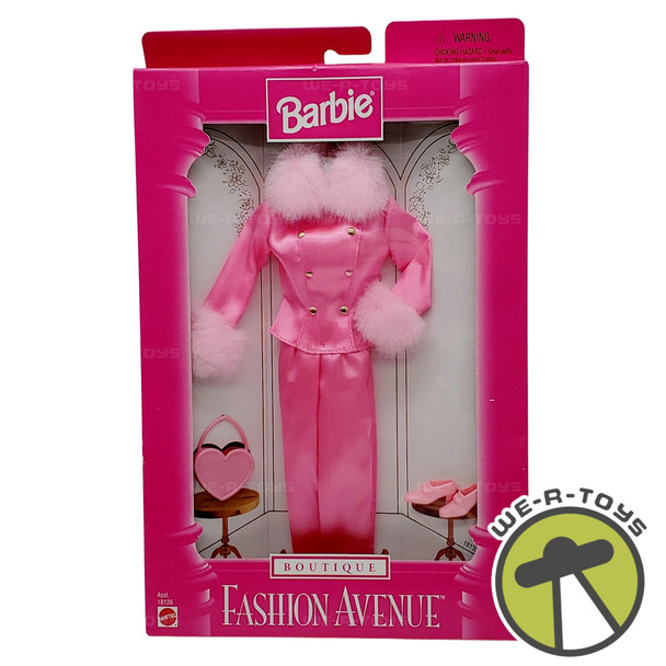Barbie Fashion Avenue Boutique Fluffy Pink Suit With Purse Set Mattel 18126 NEW