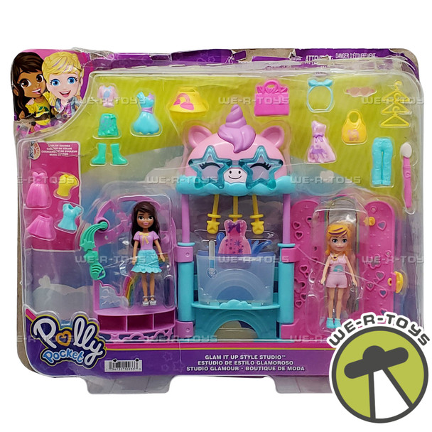 Polly Pocket Glam It Up Style Studio Playset with Dolls and Accessories