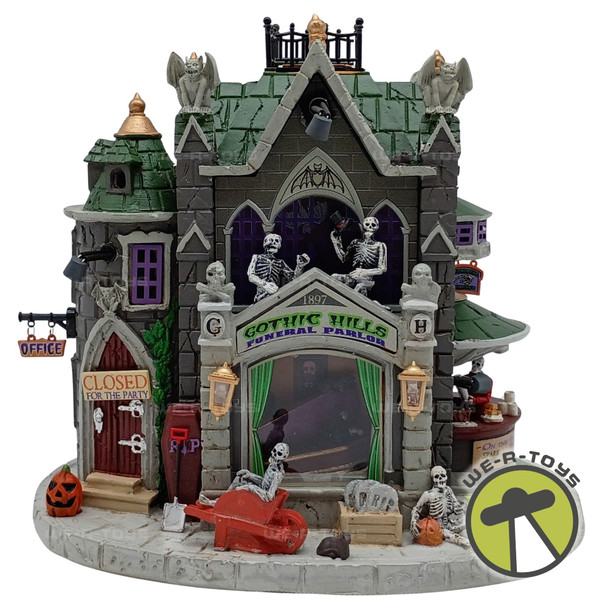 Spooky Town Gothic Hills Funeral Parlor Exterior Lighted Building 2023 Lemax