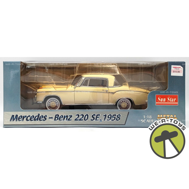 Sun Star Mercedes Benz 220 SE 1958 Cream 1:18 Metal Die-Cast Vehicle Item 3562