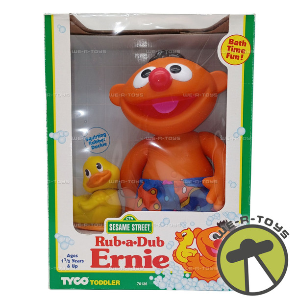 Sesame Street Rub A Dub Ernie Bath Time Fun Character & Duck Toy 1996 Tyco