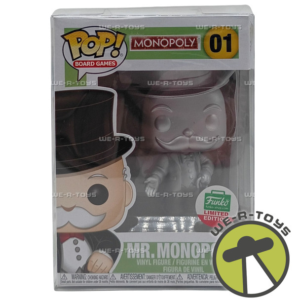 Funko POP! Board Game Monopoly Uncle Pennybags Silver Vinyl Figure W Cane New 01