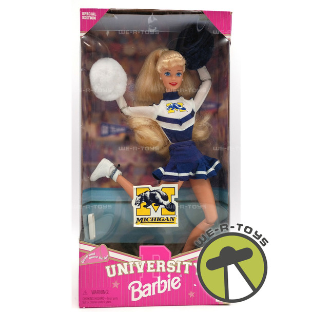 University of Michigan Cheerleader Barbie Doll Special Edition 1996 Mattel 17398