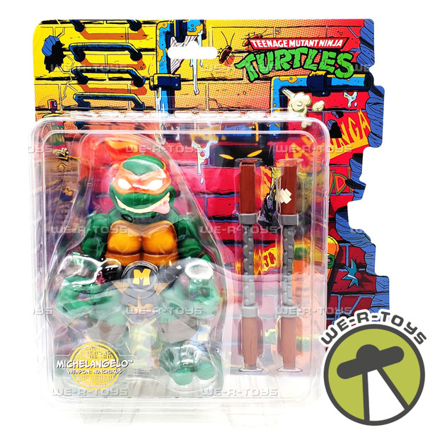 TMNT Michelangelo 8 Inch Soft Vinyl Action Figure Mondo with Decorative Backdrop