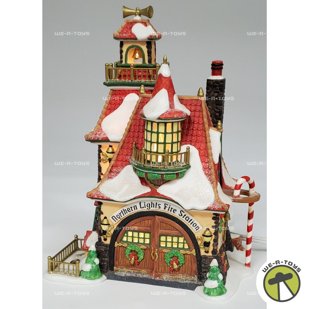 Department 56 Northern Lights Fire Station North Pole Series Lighted Building