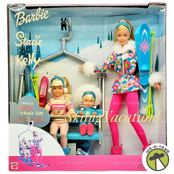 Barbie Stacie Kelly Skiing Vacation Doll Set with Working Chair Lift 2000 Mattel