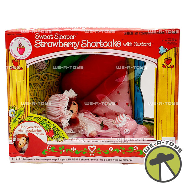 Strawberry Shortcake Sweet Sleeper Doll with Custard 1984 Kenner Item No 28790