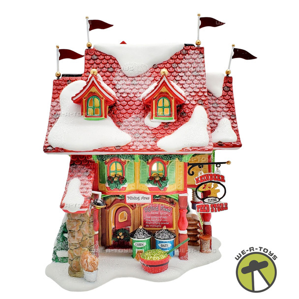 Dept 56 North Pole Series Reindeer Flying Feed Store Lighted #799919