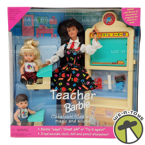 Barbie Teacher Brunette Doll Set With 2 Students 1995 Mattel Item No #16210 NEW