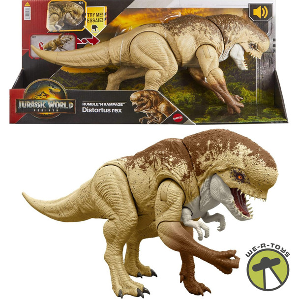 Jurassic World Rebirth Distortus Rex Rumble N Rampage Figure with 2 Attacks