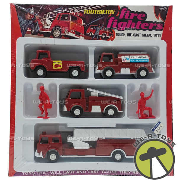 TootsieToy Fire Fighters Set of Fire Truck Vehicles 1747 Fun Toys 1972 New