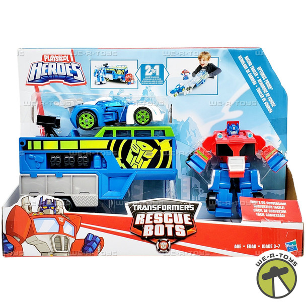 Transformers Rescue Bots Optimus Prime Racing Trailer Playset 2015 Hasbro B5584