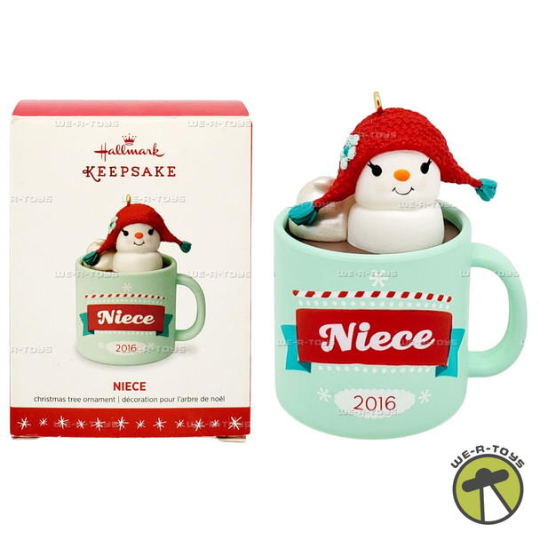 Hallmark Keepsake Ornament Niece Hot Cocoa Mug and Marshmallow Snowman 2016