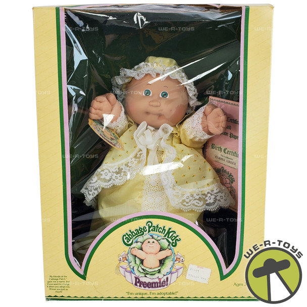 Cabbage Patch Kids Preemie Baby Doll Yellow Gown 1983 Coleco 3870