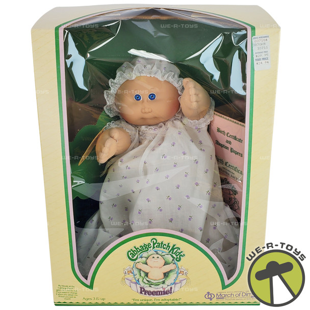 Cabbage Patch Kids Preemie Baby Doll White Gown 1983 Coleco 3870