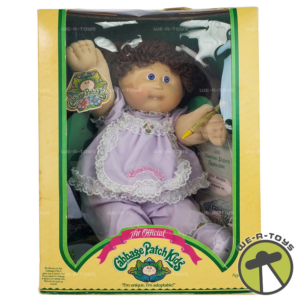 The Official Cabbage Patch Kids Girl Doll Brown Hair Blue Eyes 1984 Coleco 3900