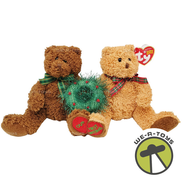 Ty Beanie Babies Merry Kiss-mas the Bears Our First Christmas Plush 2005