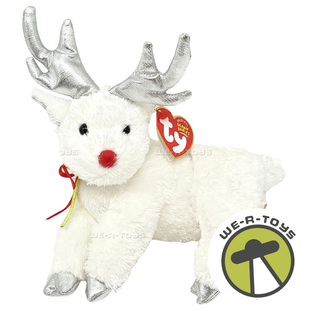 Ty Beanie Babies Sleighbelle the Reindeer White Winter Christmas Plush
