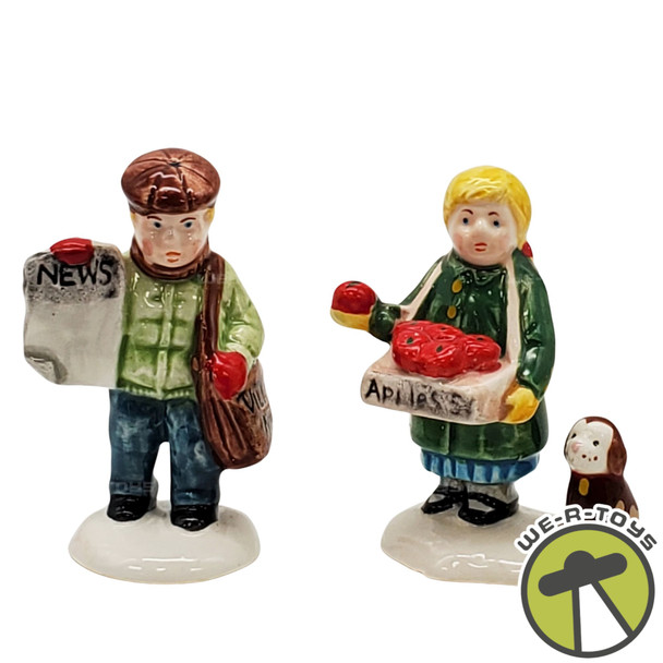 Department 56 Snow Village Girl Selling Apples and News Boy 5129-2