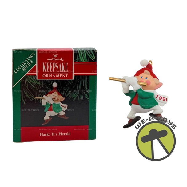 Hark! It's Herald Elf Playing Fife Hallmark Keepsake Ornament New 1991 QX4379