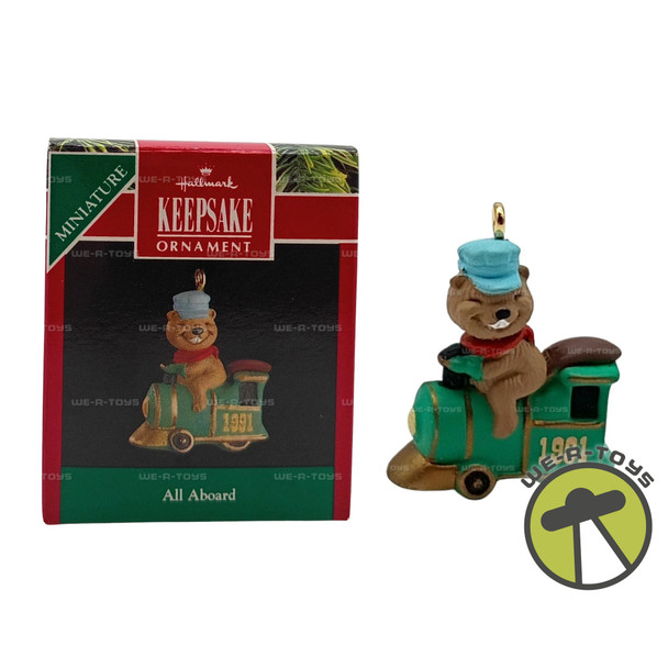 All Aboard Bear Train Miniature Hallmark Keepsake Ornament New 1991 QXM5869