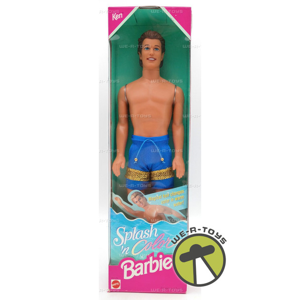 Splash 'n Color Ken Barbie Doll Brunette In Blue Swim Trunks 1996 Mattel 16170