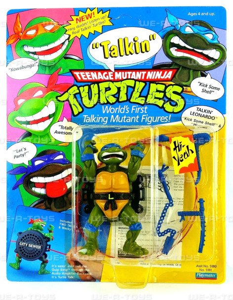 TMNT Teenage Mutant Ninja Turtles Talkin Leonardo 5" Figure 1991 Playmates NRFP