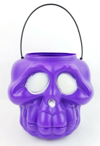 General Foam Plastics Vintage Purple Skull Halloween Candy Pail RARE!