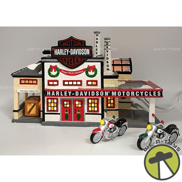 Department 56 Harley Davidson Manufacturing & 2 Motorcycles Snow Village 54948