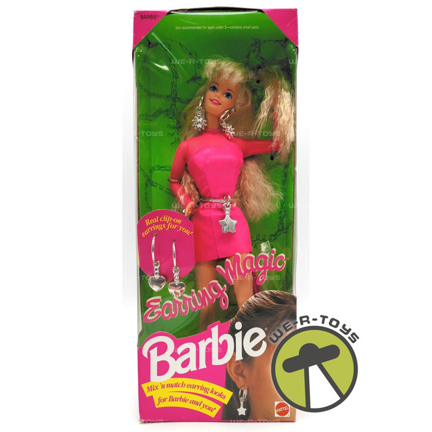Earring Magic Barbie Doll Blonde With Clip-On Earrings 1992 Mattel 7014