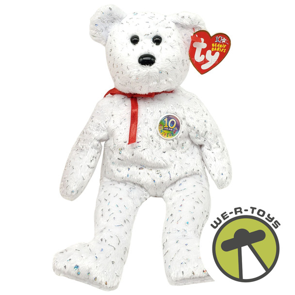Ty Beanie Babies Decade the Bear 10th Anniversary Plush White Version