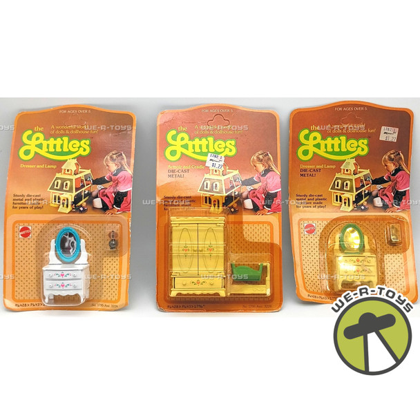 The Littles 1980 Dressers Lamps & Armoir & Cradle Furniture Set of 3 Mattel