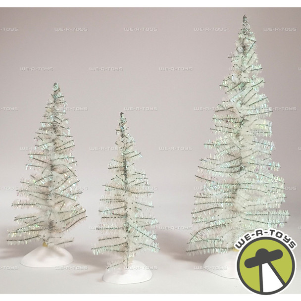 Department 56 Classic Tinsel Trees White Set of 3 Village Accessories 56.53207