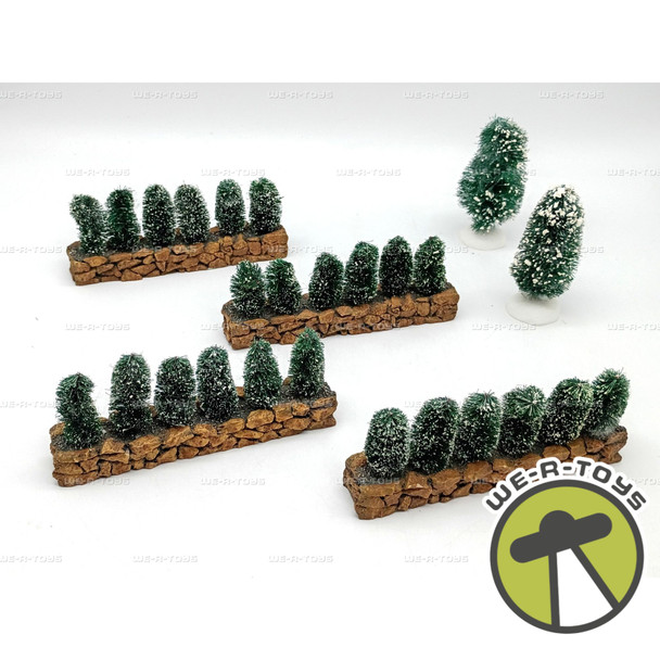 Department 56 Stone Wall With Sisal Hedge and Trees Village Accessories Set of 6